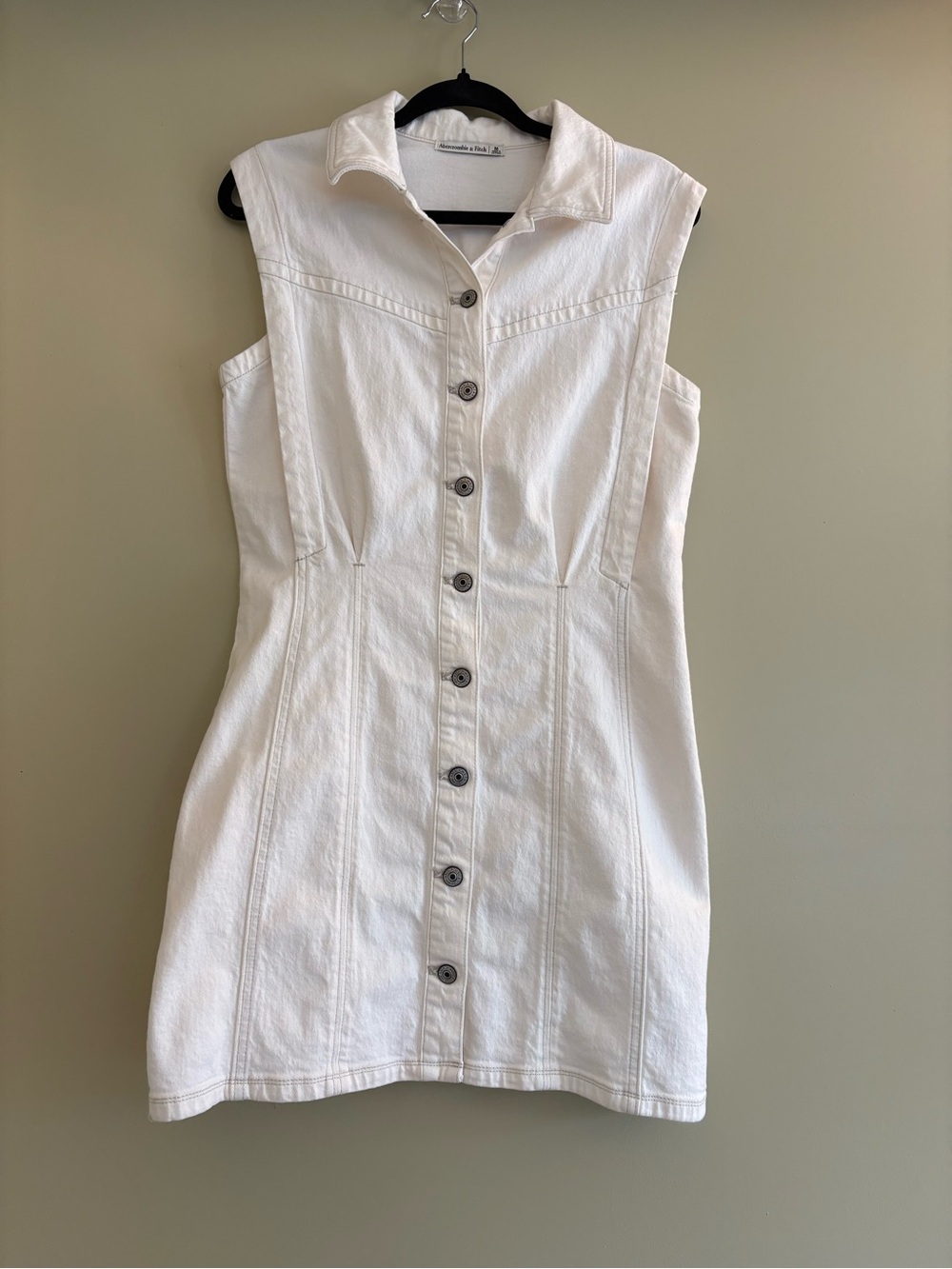 Abercrombie & Fitch White Button-Front Denim Mini Dress
